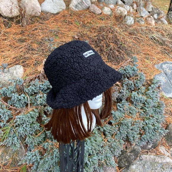 Fisherman Wig Hat, Hair Attached  ,  Winter Hat , OS, Black - Picture 5 of 7